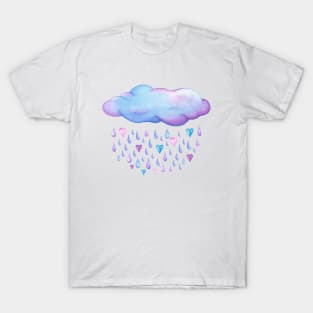 Cloud with hearts and raindrops T-Shirt